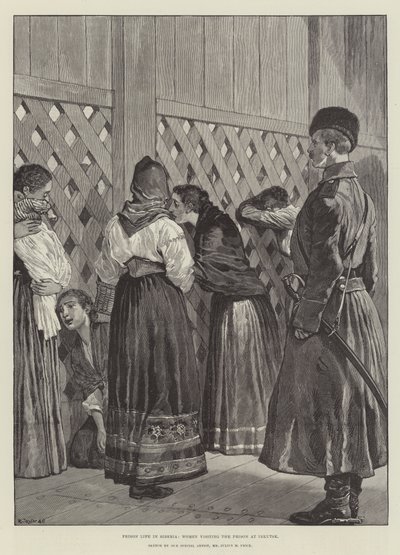 Prison Life in Siberia, Women Visiting the Prison at Irkutsk by Julius Mandes Price
